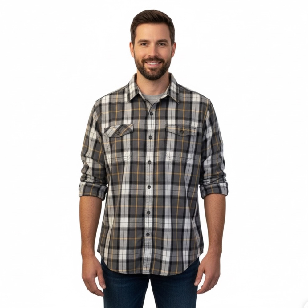 G.H. Bass & Co. Men's Shirt Long Sleeve Button-Down 100% Cotton Plaid Size XXL